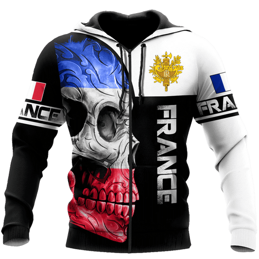 Tmarc Tee Personalized France Skull 3D All Over Printed Shirts