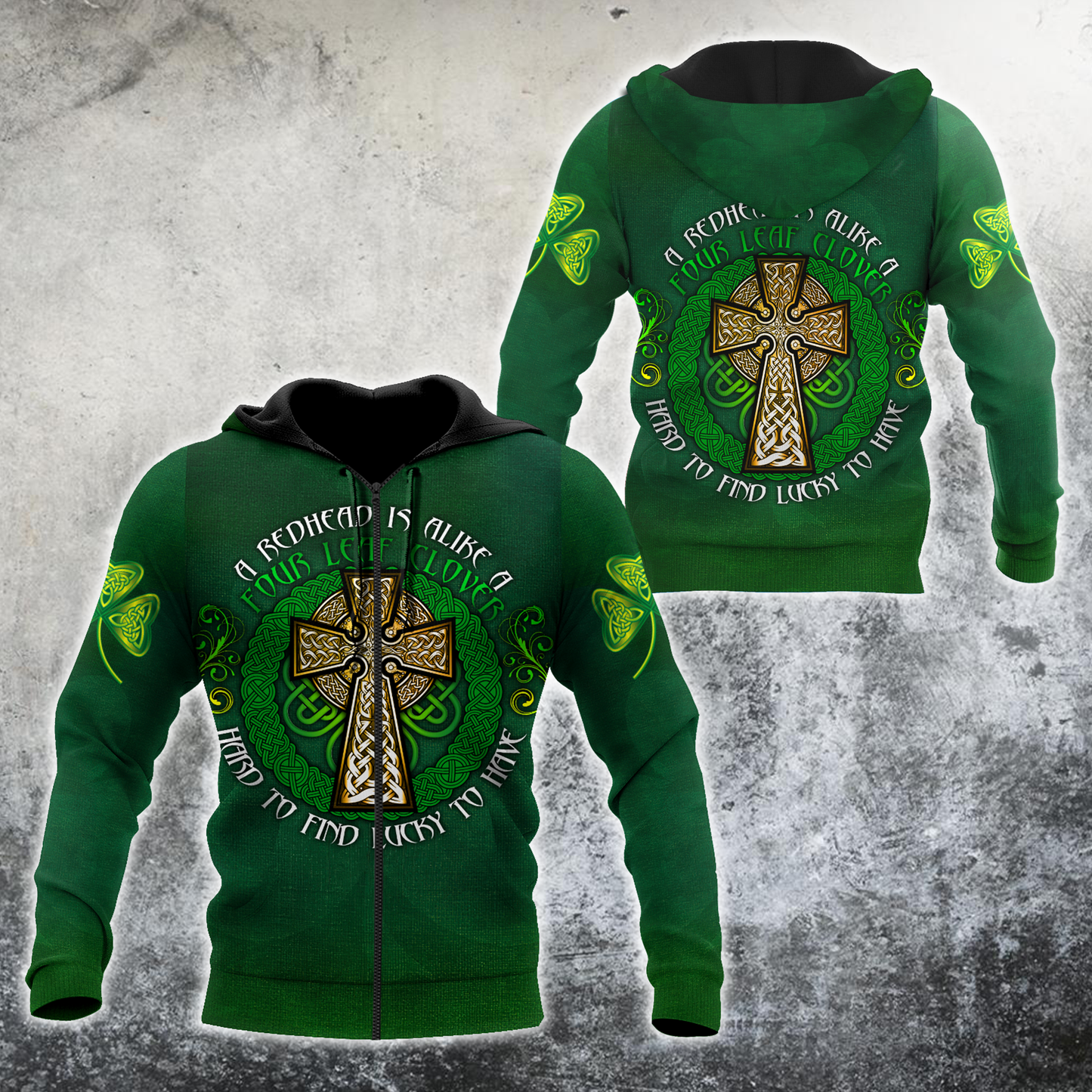 Premium Unisex Hoodie Irish St.Patrick Celtic Cross And Shamrock ML