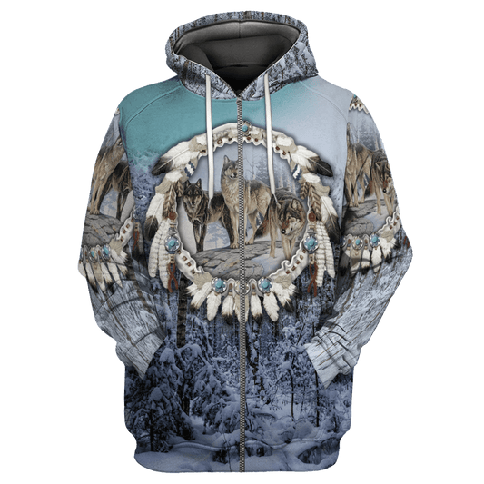 Wolf Native American 3D All Over Printed Unisex Shirt