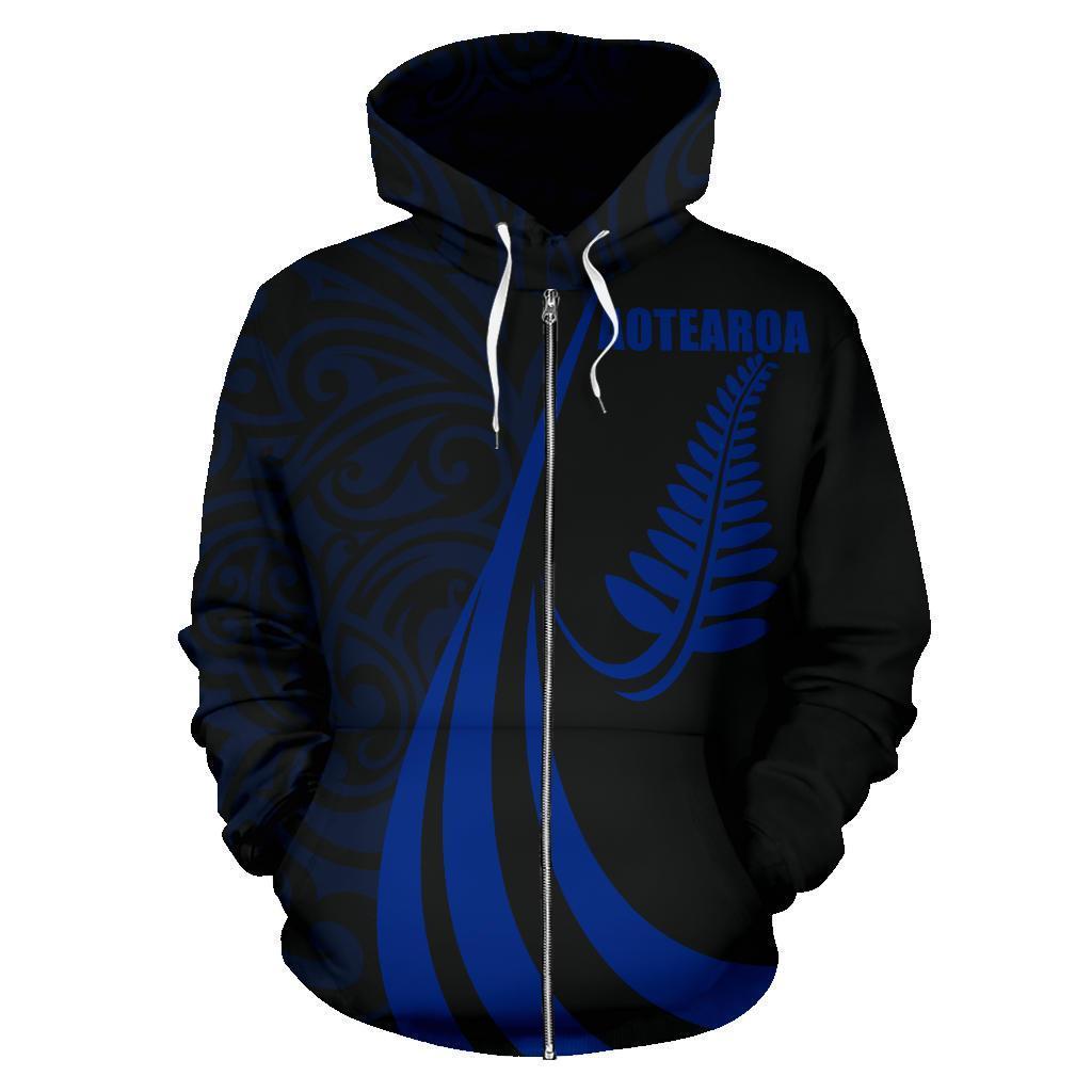 New Zealand Maori Silver Fern Hoodie Blue PL147 - Amaze Style™-Apparel