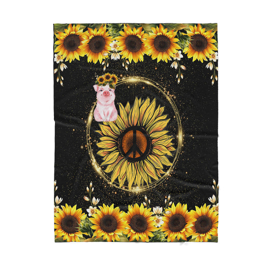 Hippie Sunflower Sherpa Blanket - Pig Fleece Blanket