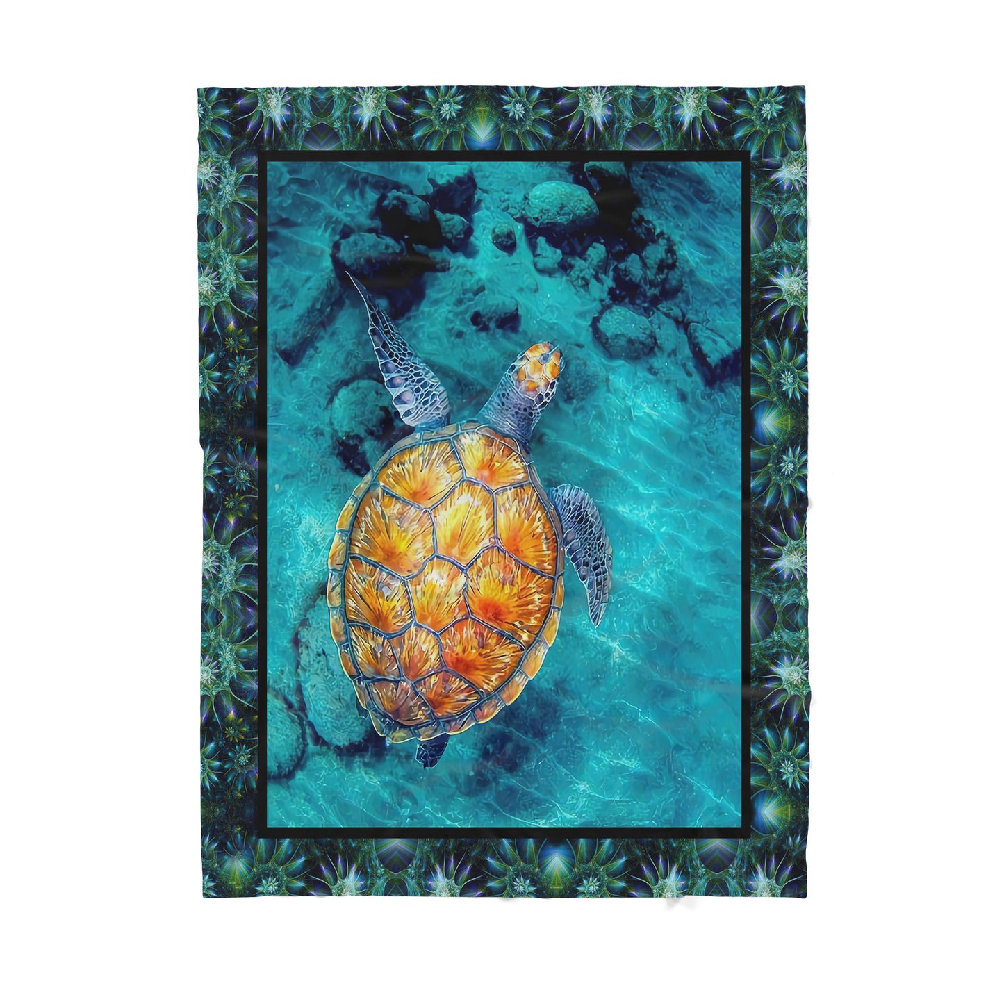 Sea Turtle Blue Sherpa Blanket DL