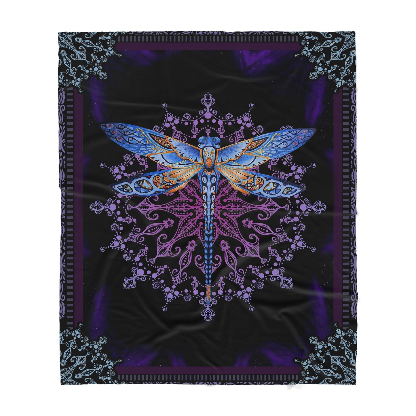 Custom Blanket Mandala Dragonfly Sherpa Blanket TQH
