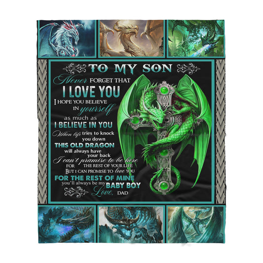 To My Son Dragon Blanket - Best Christmas Gift From Dad - Sherpa Blanket