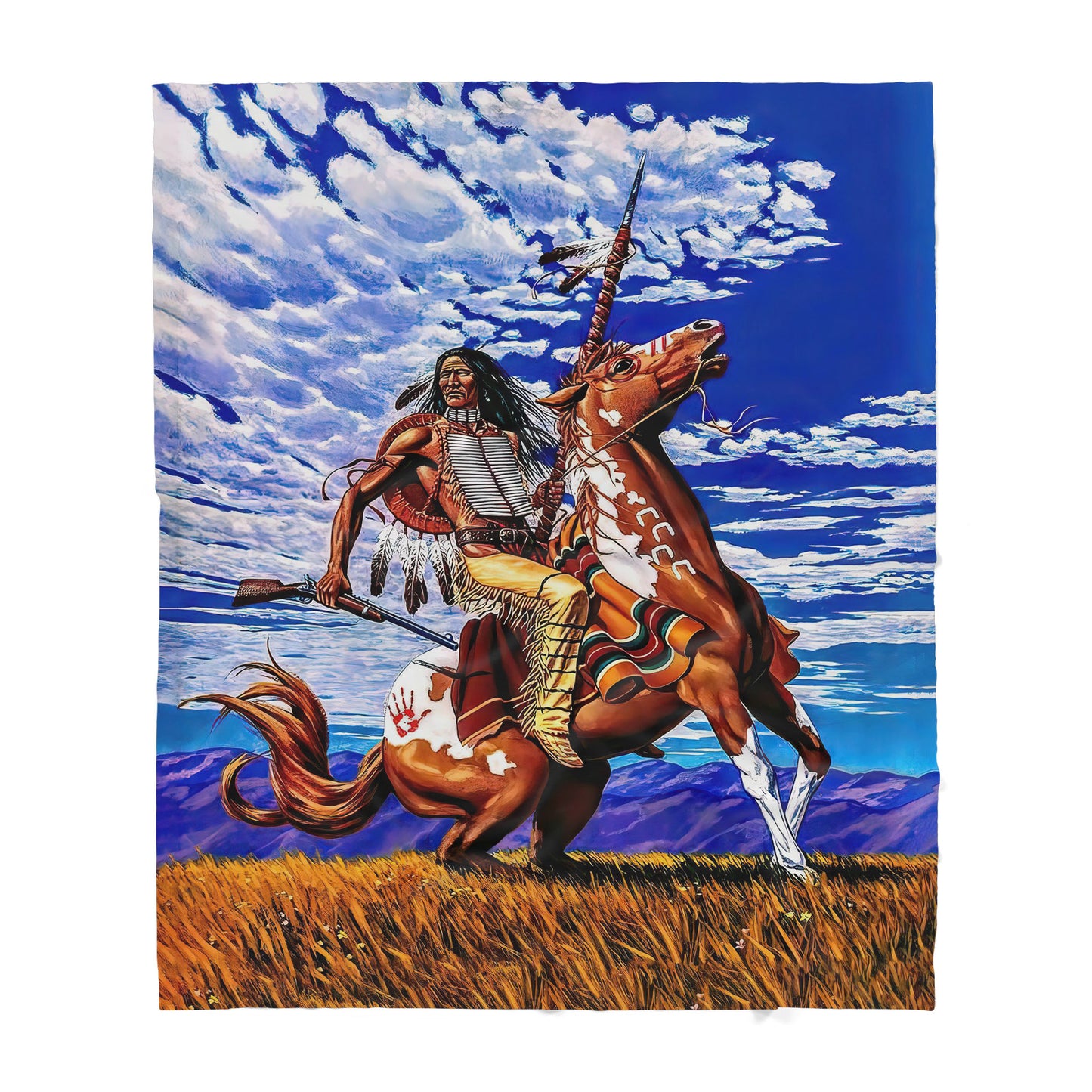 Custom Blanket Native Cowboy Sherpa Blanket TQH