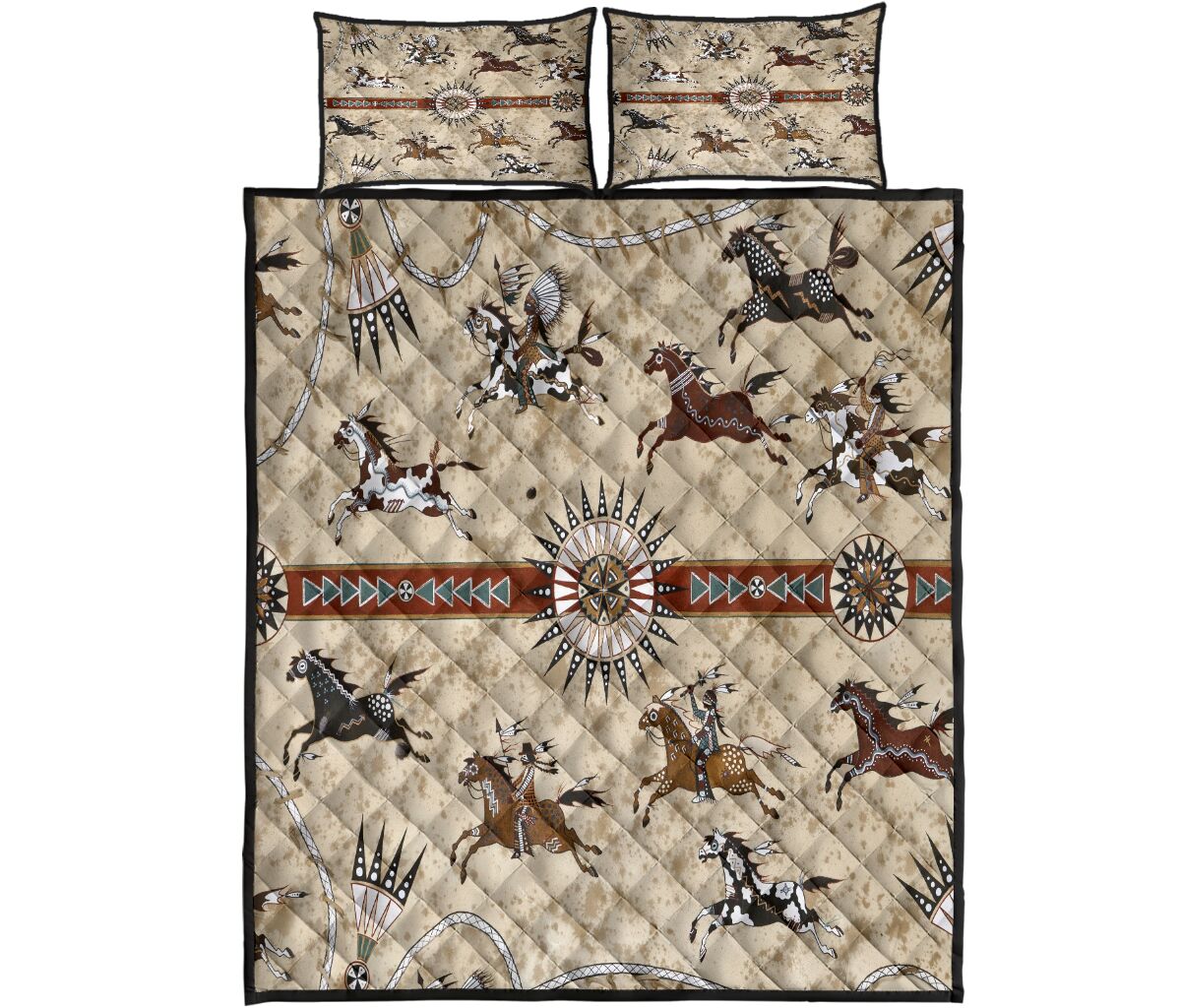 Native American Horses Pattern Quilt Bedding Set Pi200504S1-Quilt-MP-Twin-Vibe Cosy™