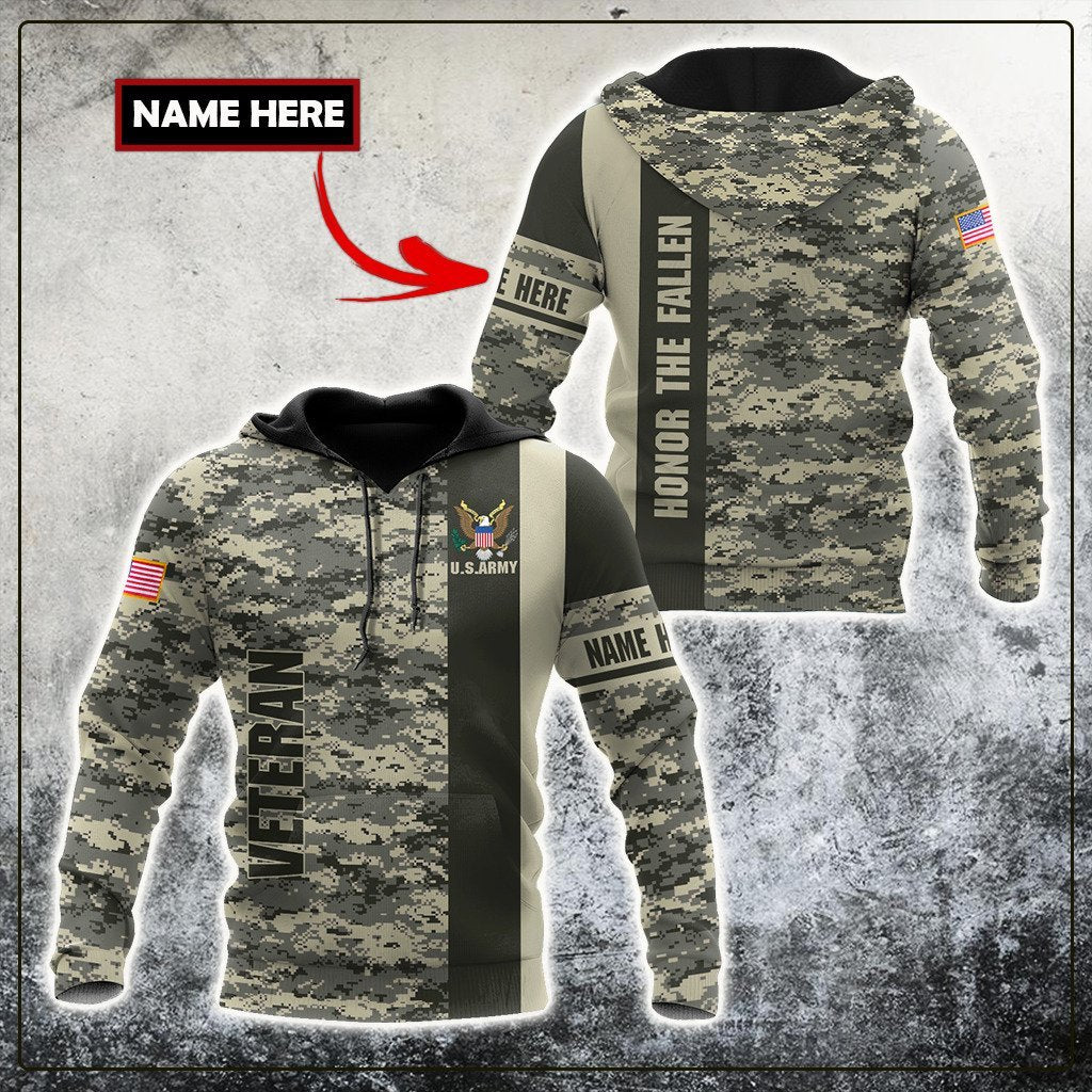US Army Veteran Personalized name 3D All Over Printed Unisex Shirts