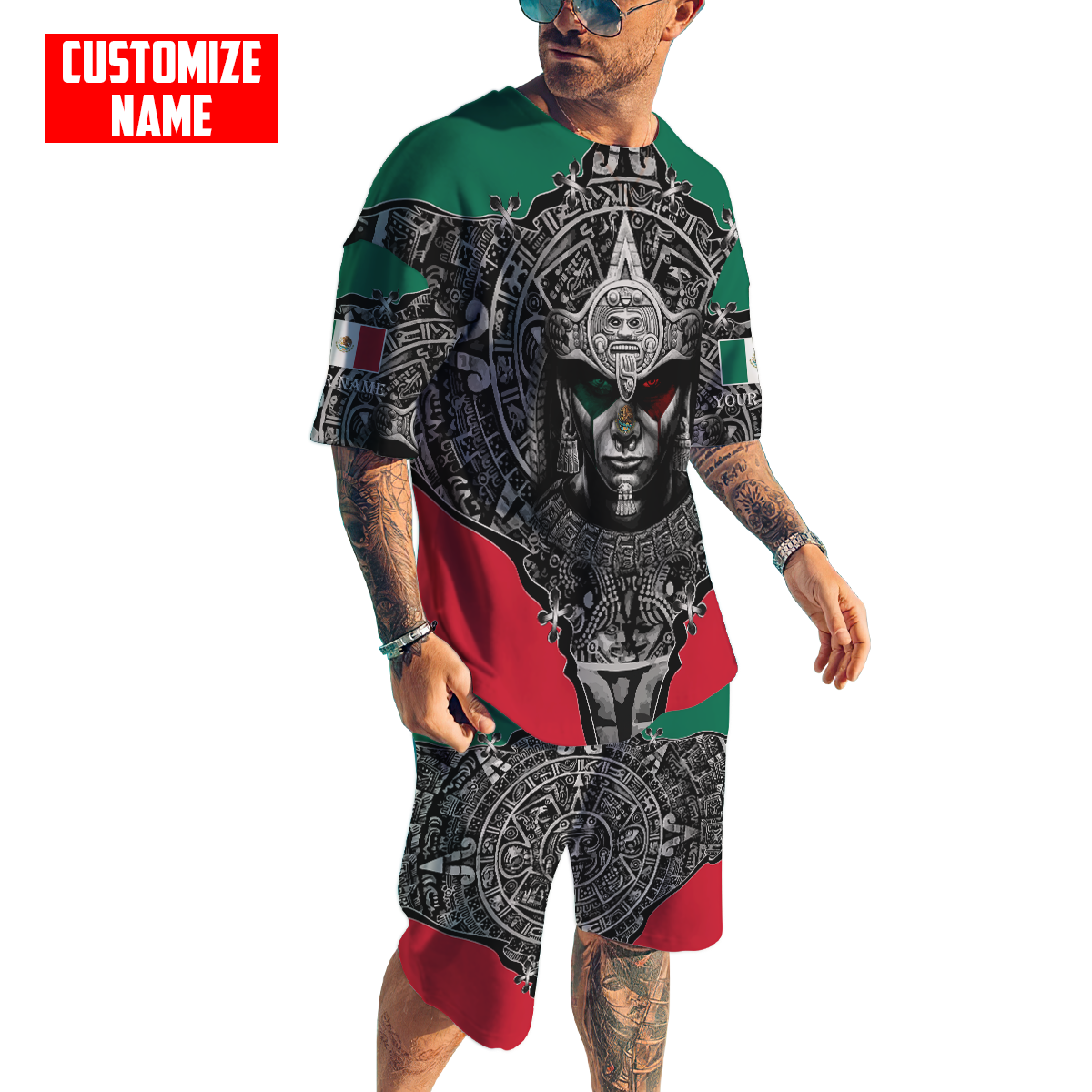 Personalized Name Aztec Mexican Combo T-shirt and Short 3D All Over Printed DQB09102101