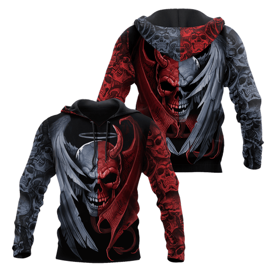 Tmarc Tee Gentle And Evil Skull 3D All Over Printed Unisex Shirts