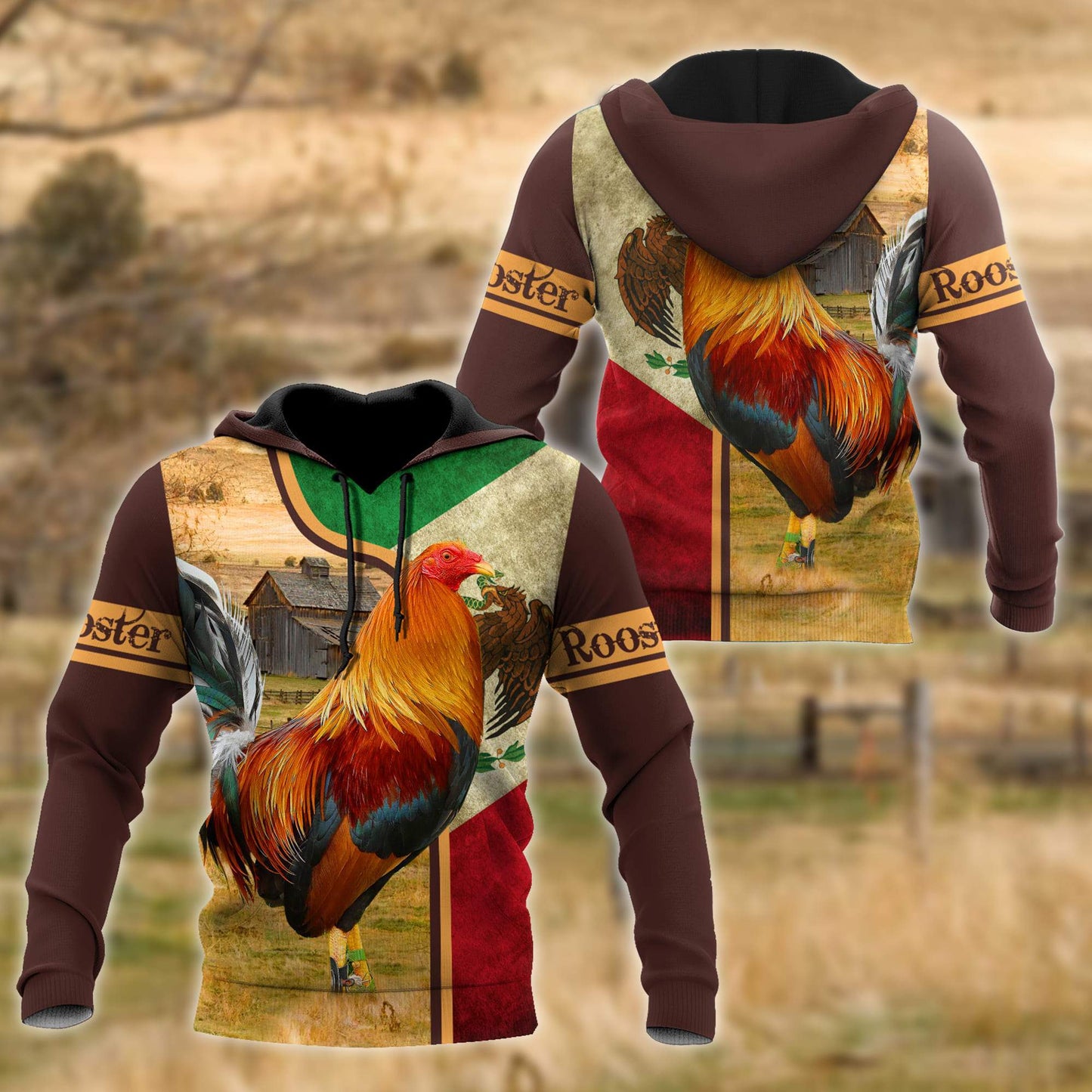 Rooster Mexico 3D All Over Printed Hoodie