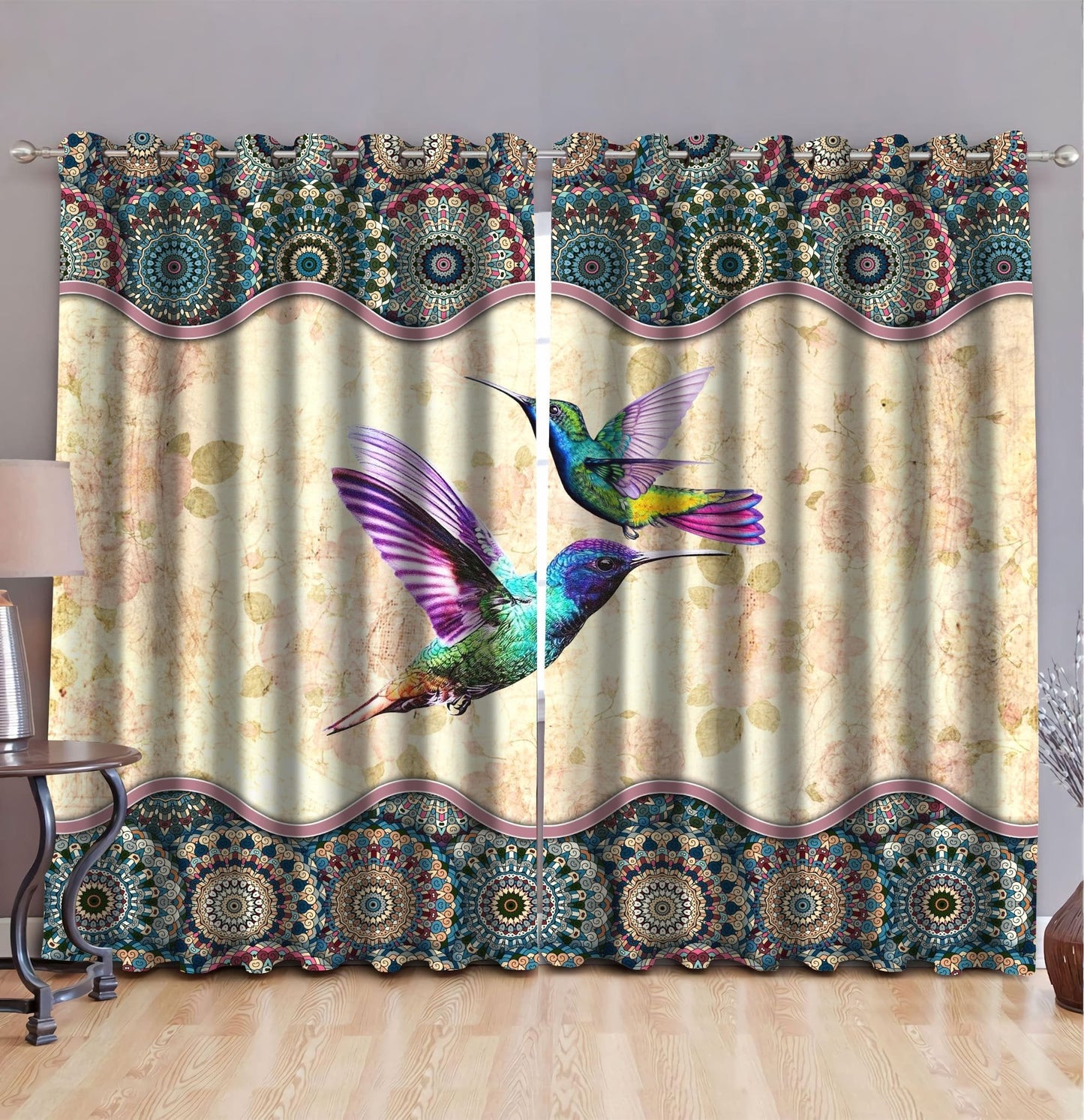 Hummingbird 3D All Over Printed Curtain