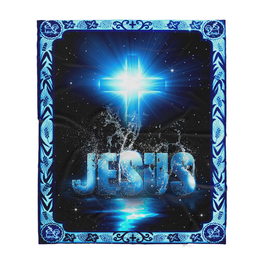 Blue Jesus Cross Sharpa Blanket TA