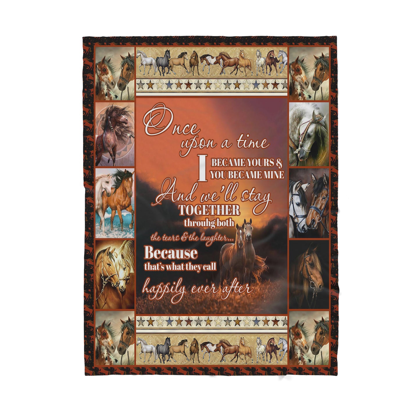 Custom Sherpa Blanket Horse Happy Ever After Best Gift For Christmas MEI