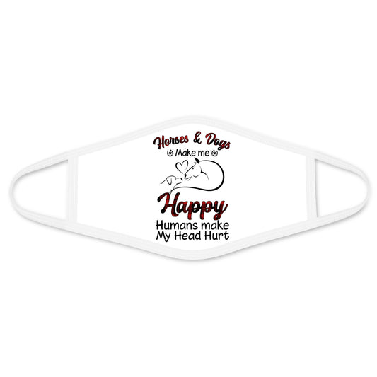 Horse And Dogs Face Mask White MEI