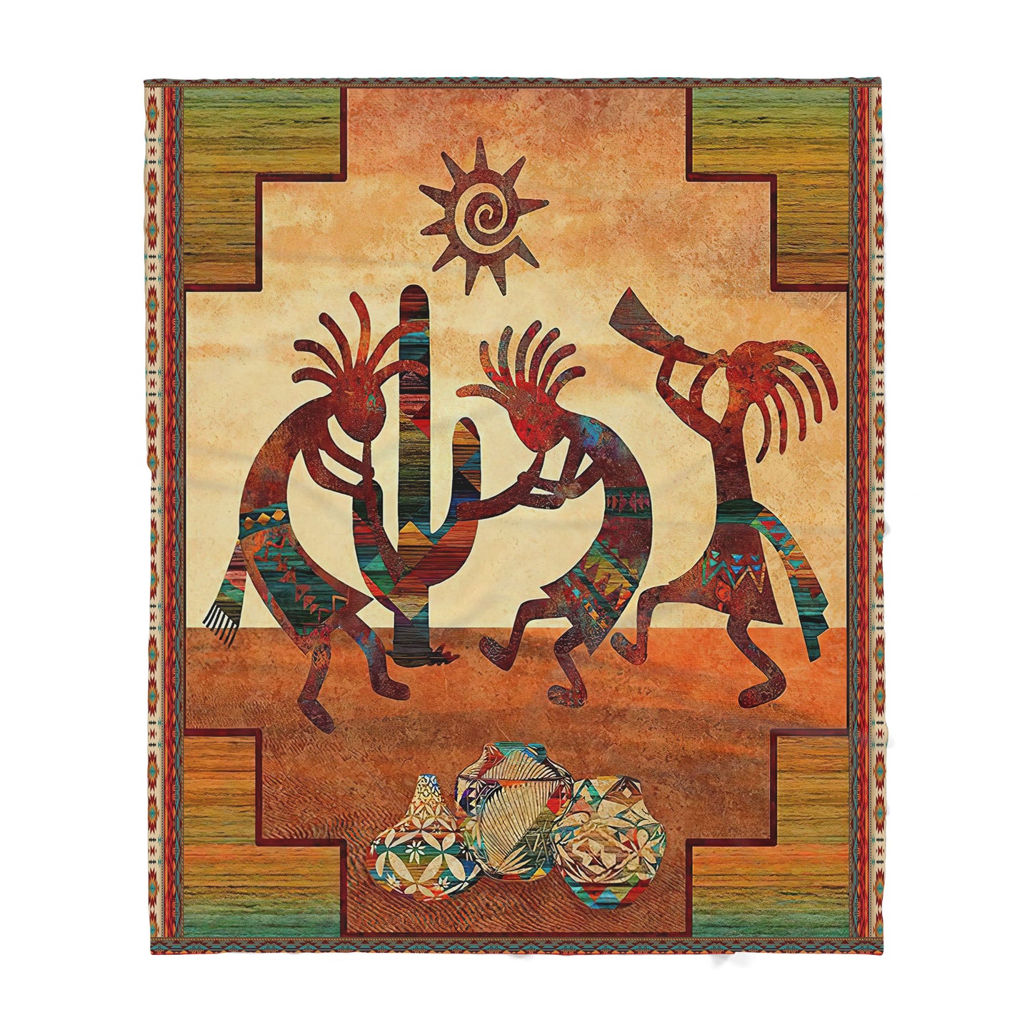 Custom Blanket Native American Kokopelli Sherpa Blanket MEI