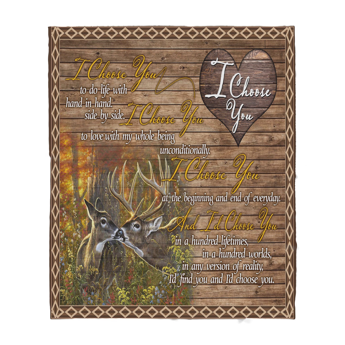 Deer Love Romantic Sherpa Blanket TN