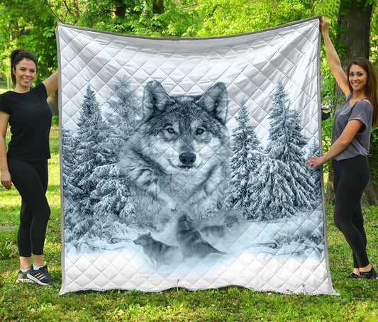 Wolf 3D All Over Printed Quilt