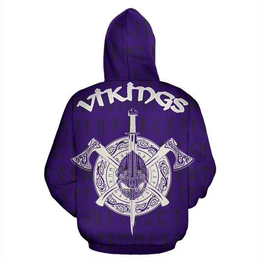 Vikings Warrior™ Hoodie Purple & White Ver TH7 - Amaze Style™-ALL OVER PRINT HOODIES (P)