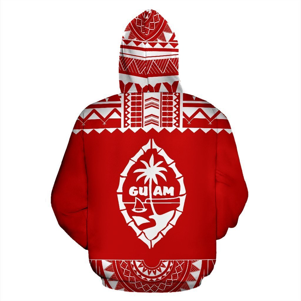 Guam All Over Zip-Up Hoodie - Polynesian Red And White - Amaze Style™-ALL OVER PRINT ZIP-UP HOODIES