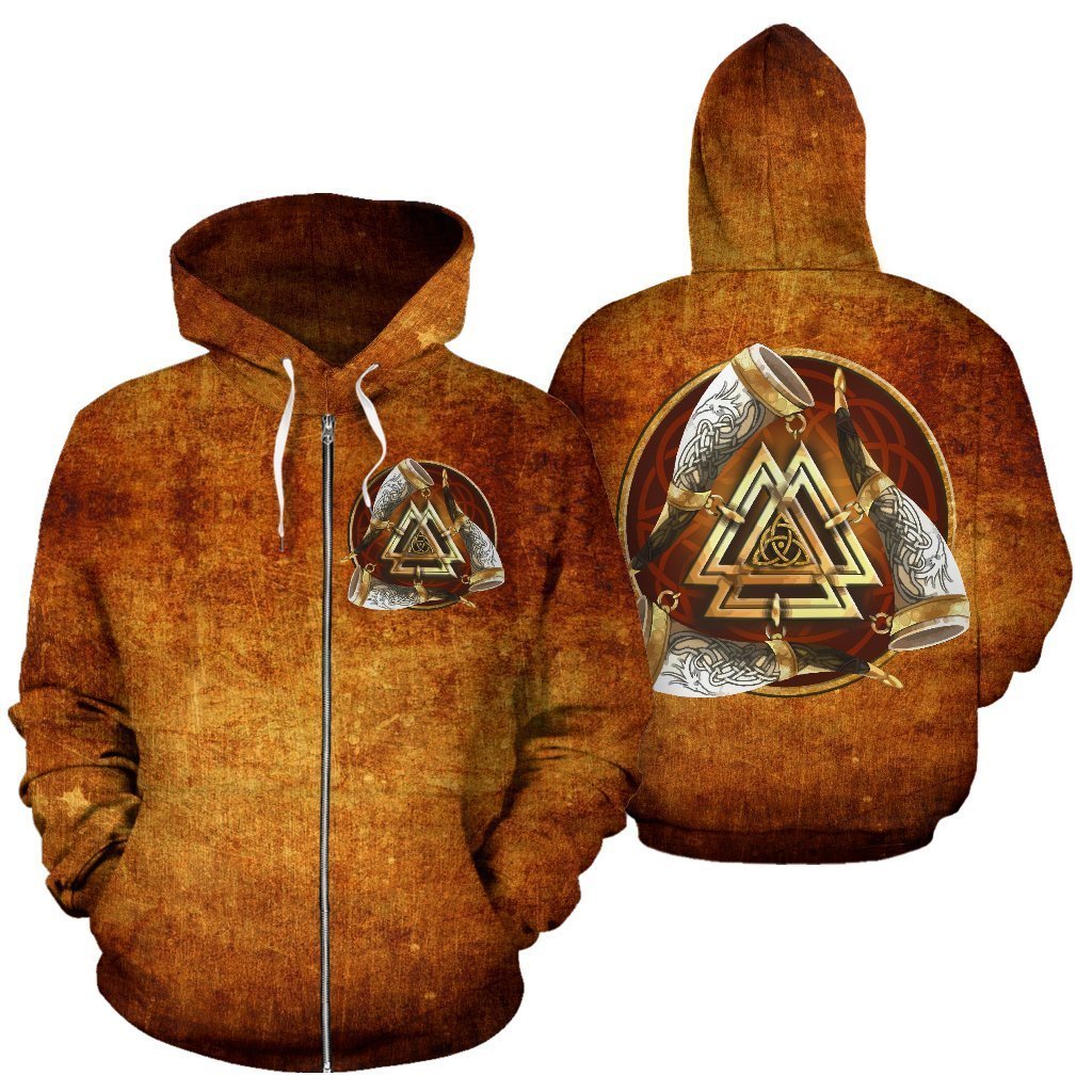 Viking Vintage All Over Zip-Up Hoodie - BN01 - Amaze Style™-ALL OVER PRINT ZIP HOODIES (P)