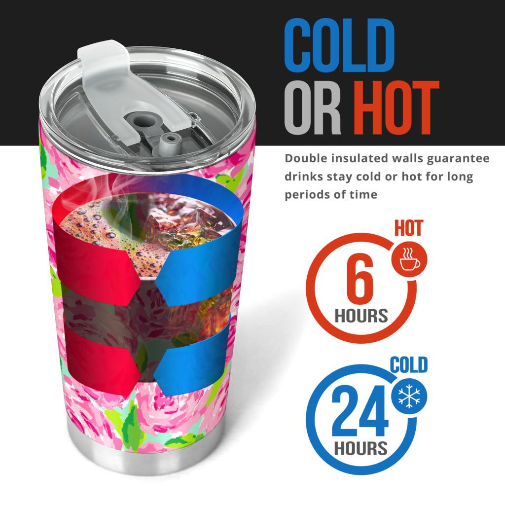 Pink Flower Tumbler-Amaze Style™-Tumbler - Pink Flower Tumbler-20oz Large-Vibe Cosy™