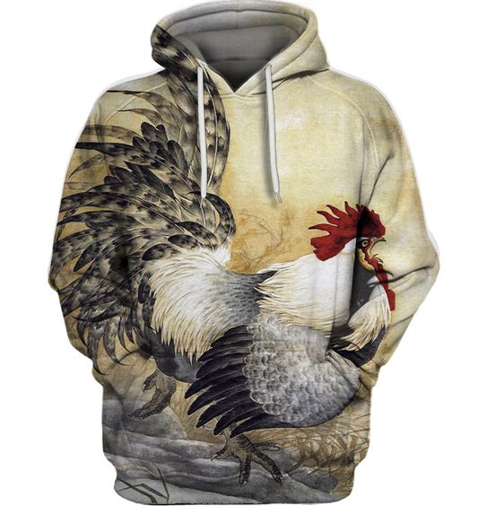 3D All Over Print White Rooster Shirt-Apparel-6teenth World-Hoodie-S-Vibe Cosy™