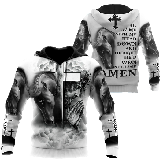 Horse And Jesus 3D All Over Printed Shirts For Men And Women TN
