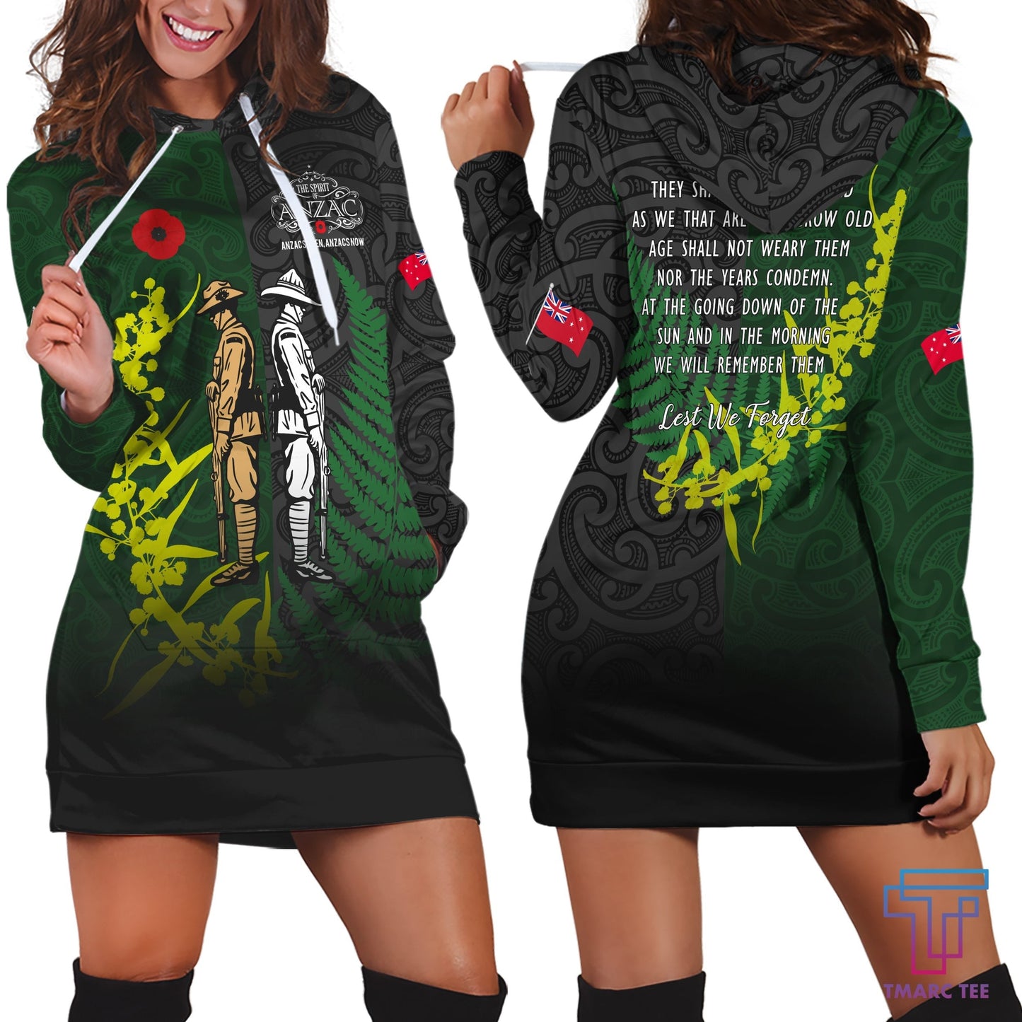 Tmarc Tee The ode remembrance Kiwi and Australia Soldier 3D print shirts