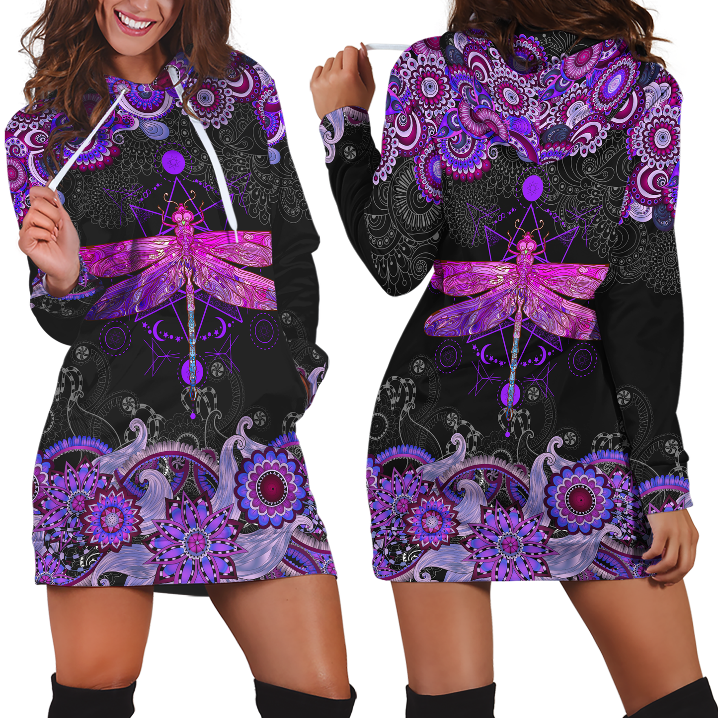 3D All Over Amazing Purple Dragonfly Hoodie Dress Blanket JJ140401 - Amaze Style™-Apparel