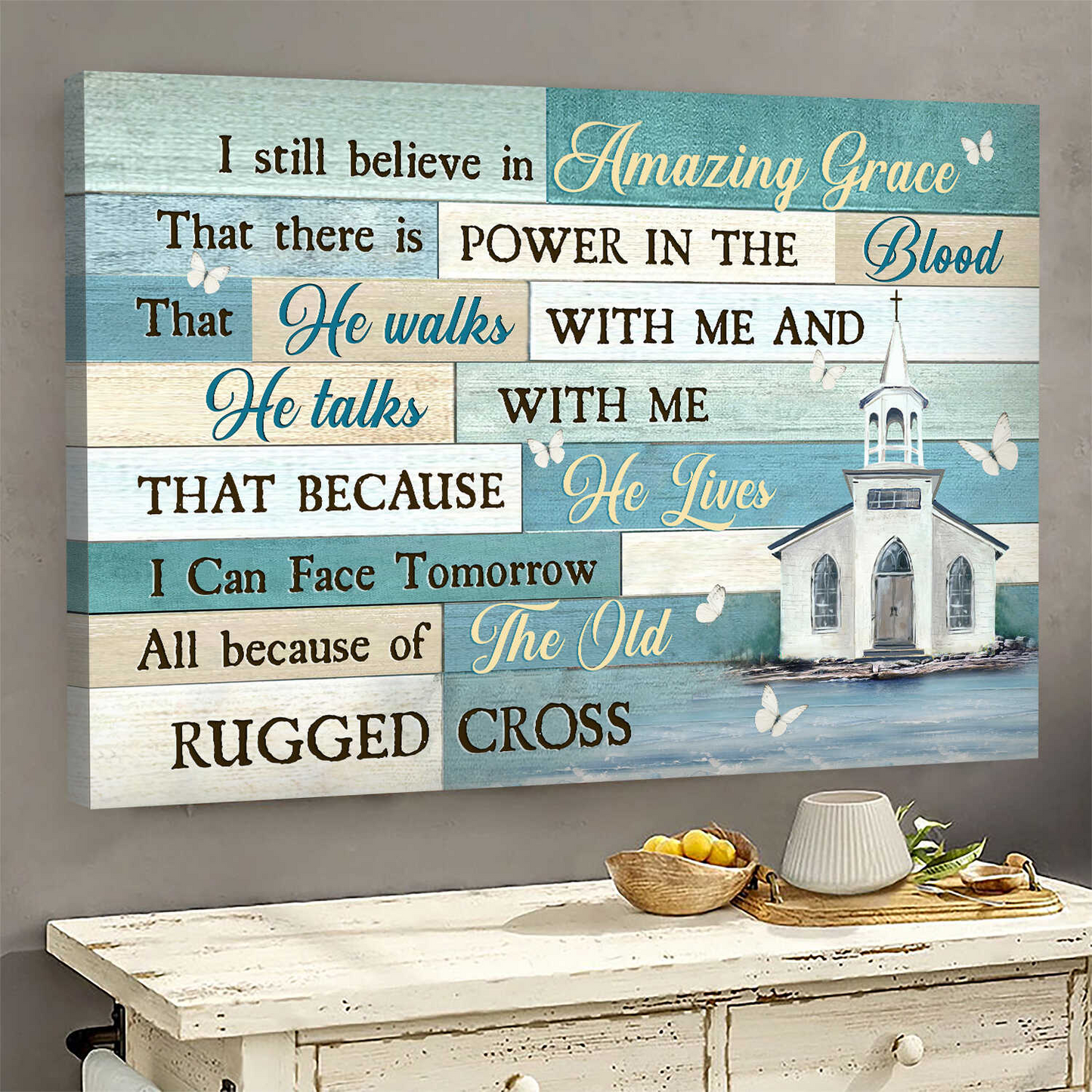 Jesus Church I still believe in amazing grace Landscape Canvas Print Wall Art