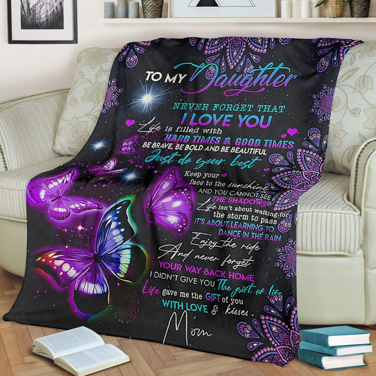 Custom Blanket Butterfly To My Daughter-Best Gift For Daughter-Sherpa Blanket TA