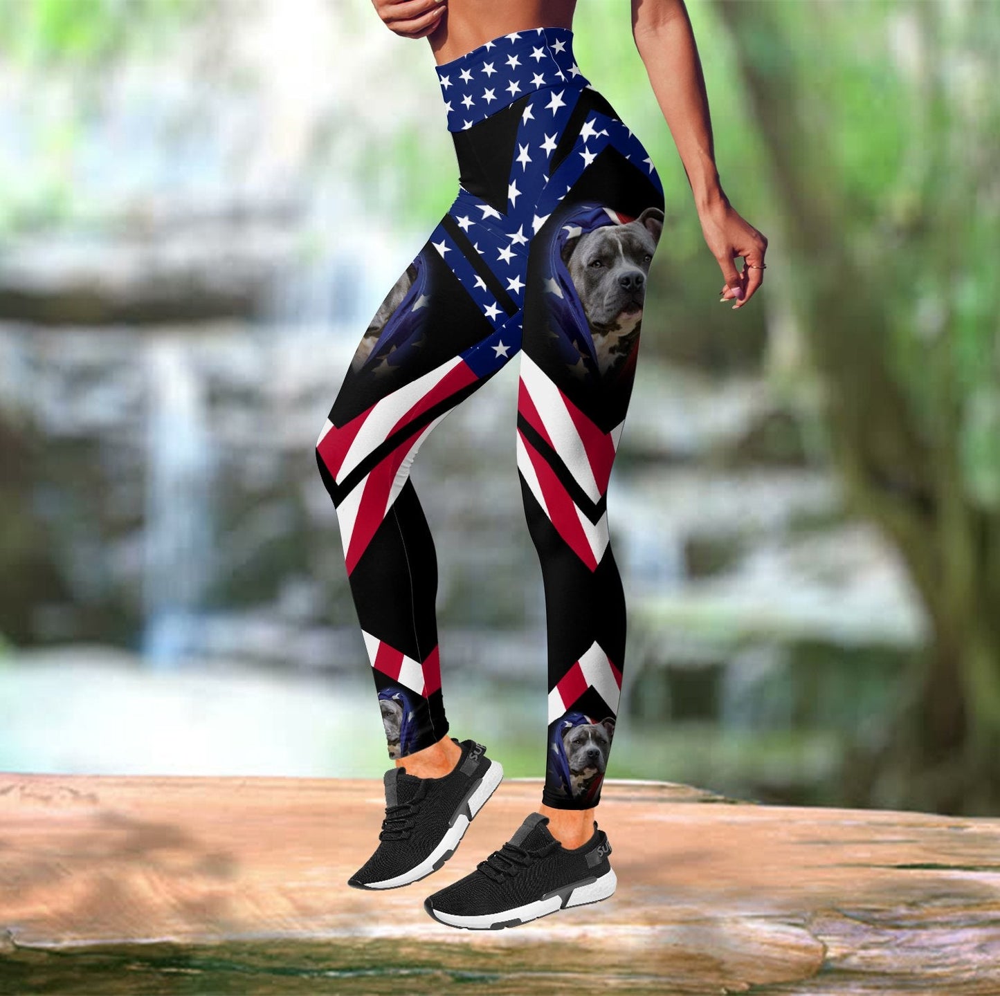 Pitbull Dog American Flag Combo Tank + Legging TA061806