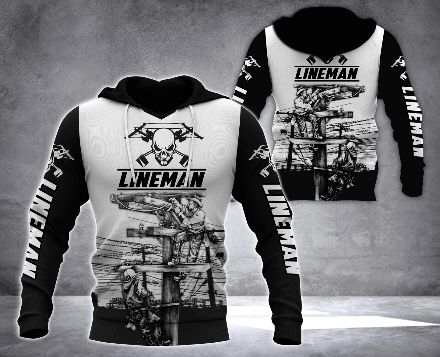 Premium 3D Printed Black And White Lineman Shirts MEI