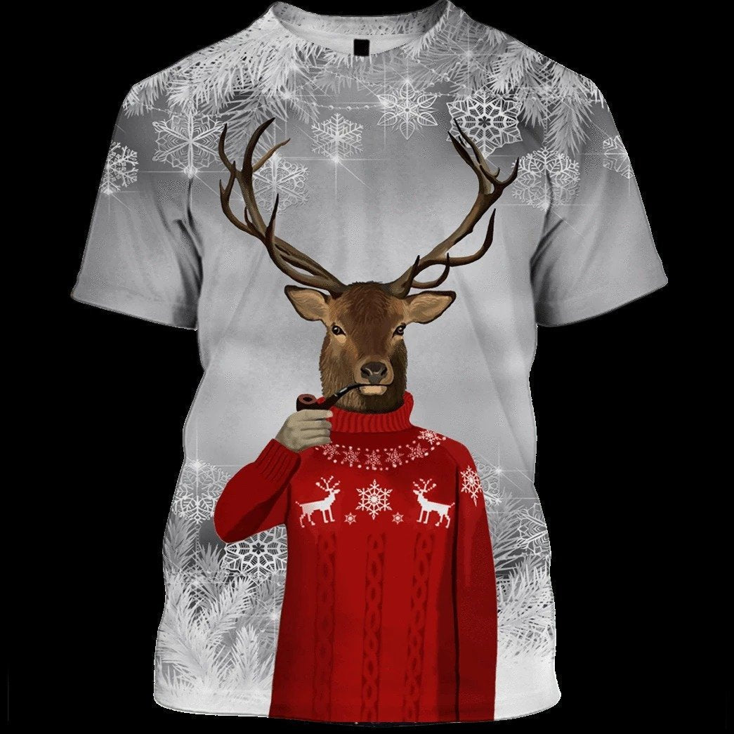 Snowflake Deer Printed 3D All Over DC041 - Amaze Style™-Apparel
