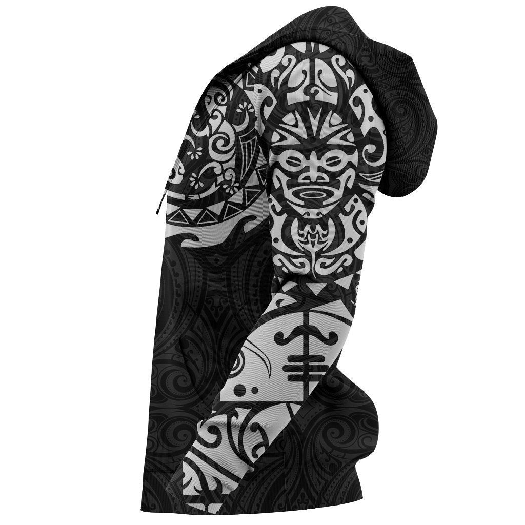 Maori Tangaroa Tattoo New Zealand All Over Hoodie - White NVD - Amaze Style™-Apparel