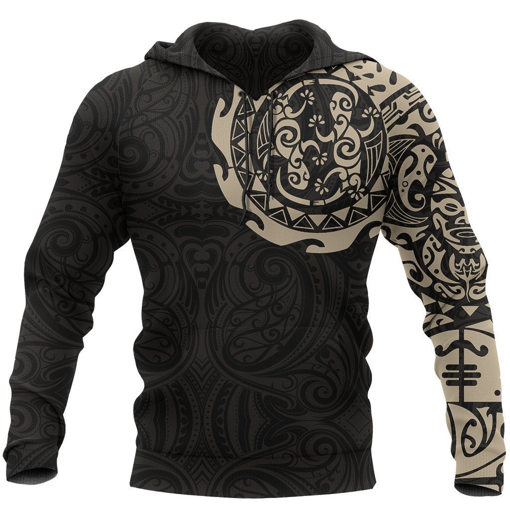 Maori Tangaroa Tattoo New Zealand All Over Hoodie - Golden A7 - Amaze Style™-Apparel