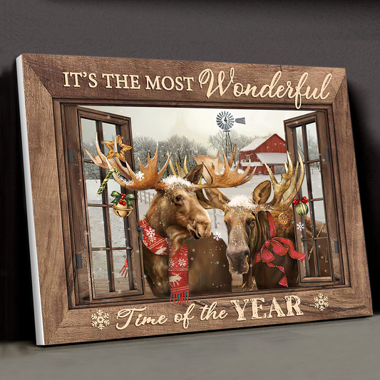 It's The Most Wonderful Time Of The Year Moose Christmas Canvas Poster Best Gift For Friend