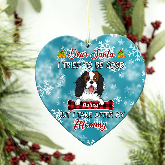 Dear Santa Customized Dog Breeds Heart Ornament, Christmas Gifts For Dog Lovers No 01