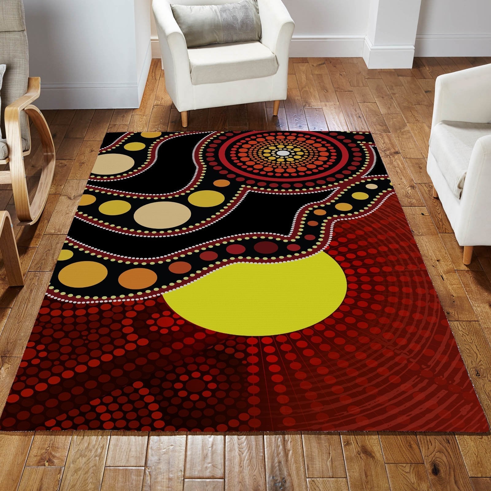 Aboriginal Flag Circle Dot Australia Indigenous Painting Art Rug – Tmarctee