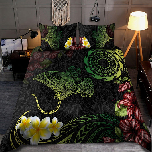 Cook Islands Bedding Set Beautiful Rays Tipani Hibiscus