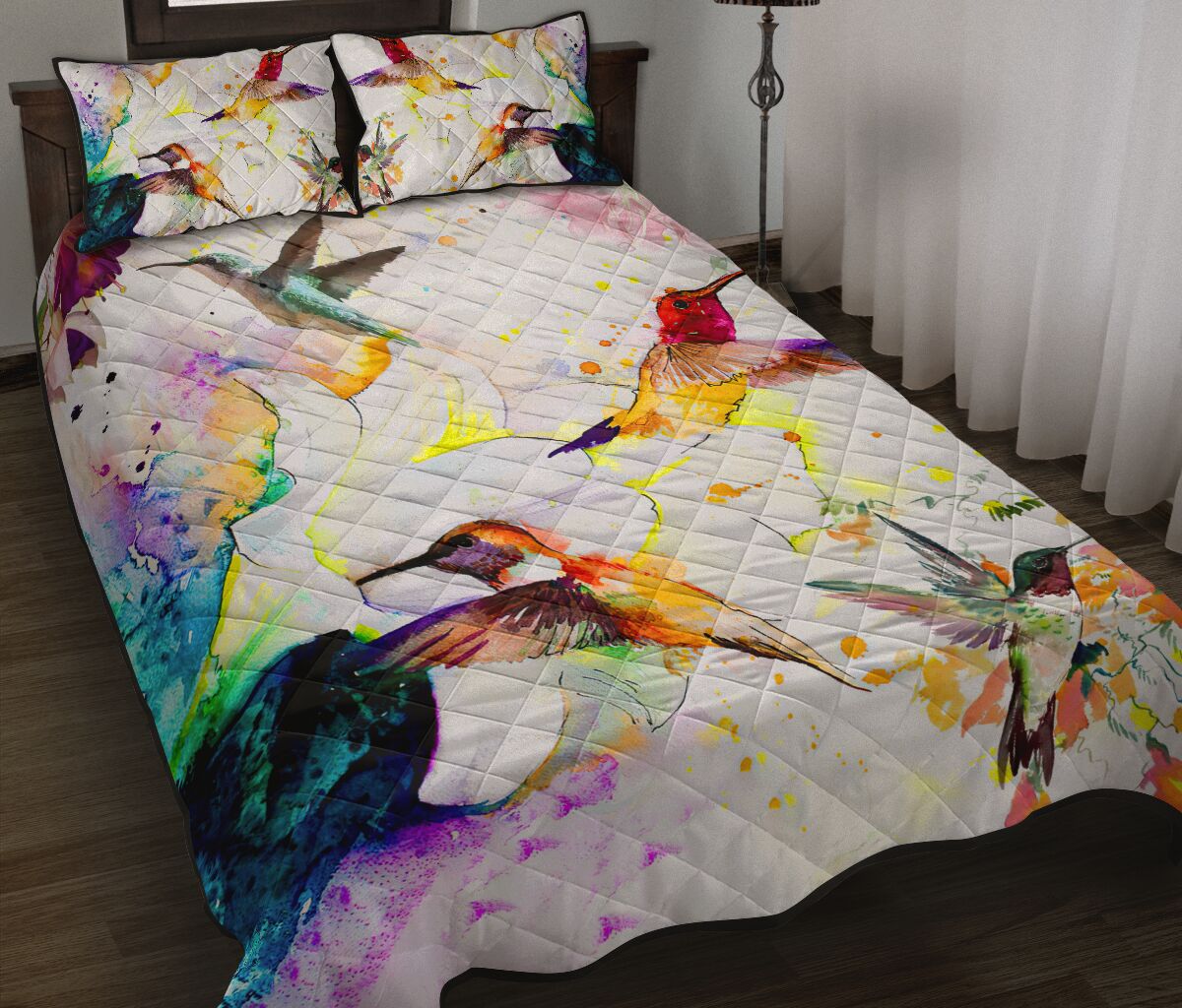 Hummingbird and Flowers Quilt Bedding Set By ML DD06182002