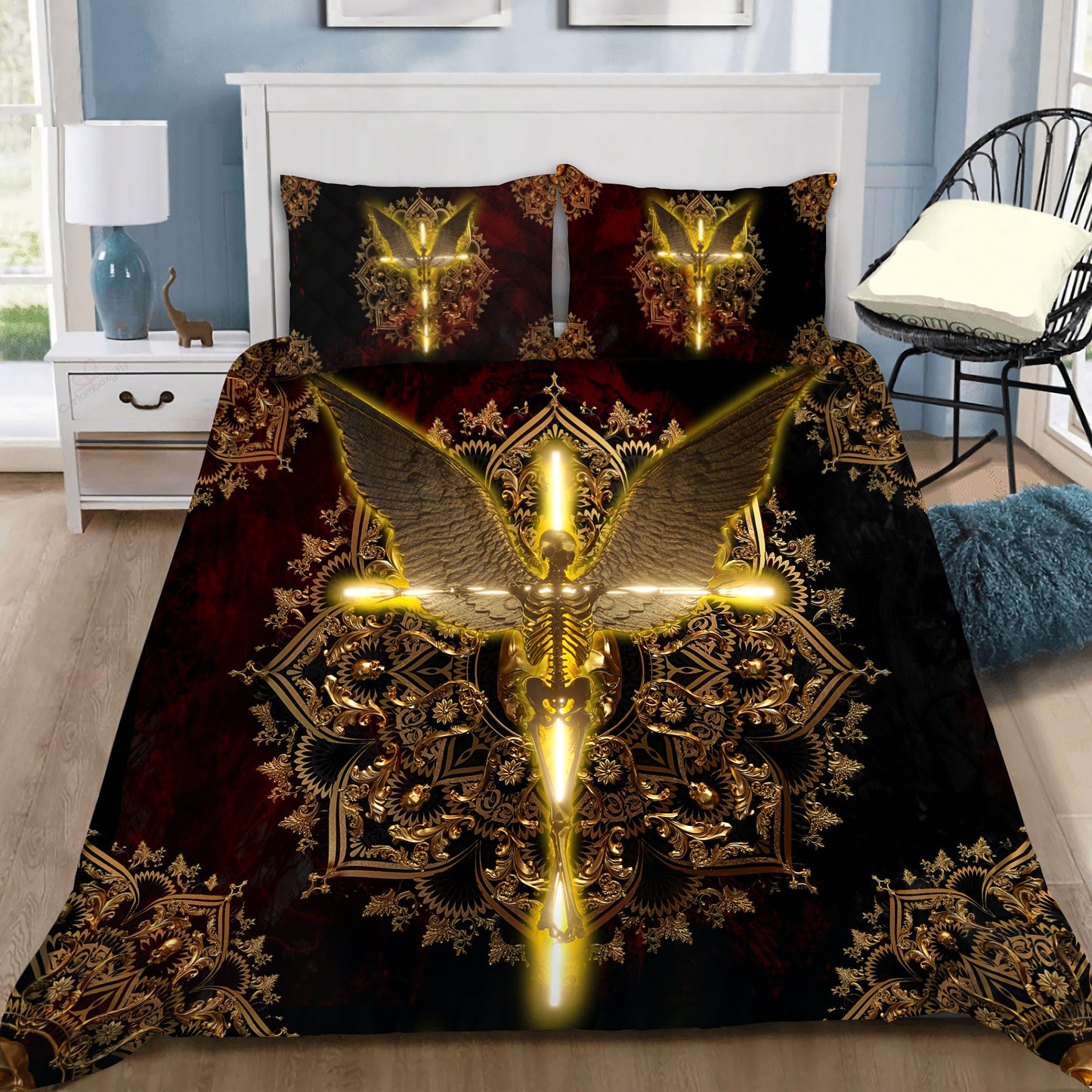 Angel & Demon Skull Art Bedding Set HAC060701-NM-Bedding Set-NM-Twin-Vibe Cosyβ’