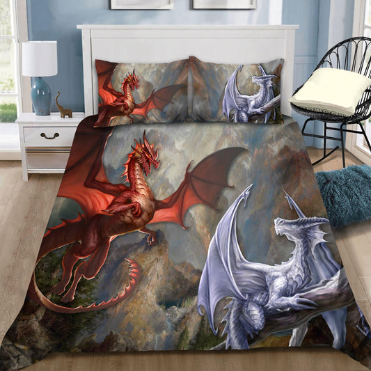 Red & White Dragons Bedding Set HAC020702-NM-Bedding Set-NM-Twin-Vibe Cosy™