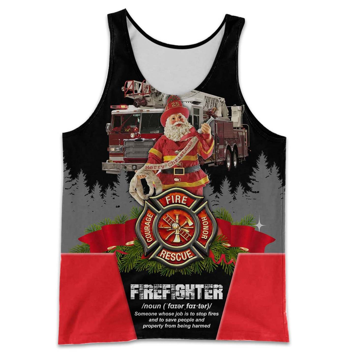 SANTA FIREFIGHTER 3D ALL OVER PRINTED SHIRTS MP827 - Amaze Style™-Apparel