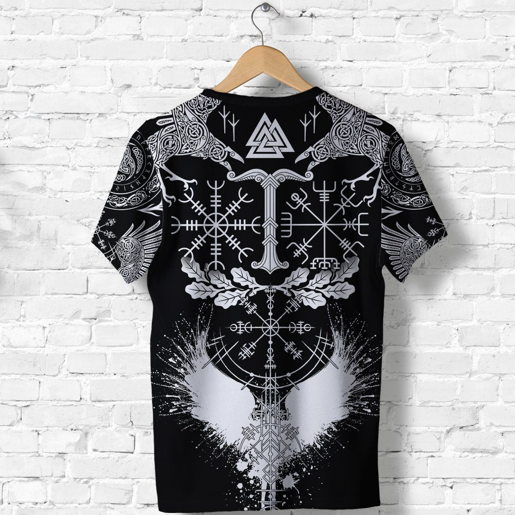 Viking Oak Leaf Valknut Vegvisir With Irminsul - Black