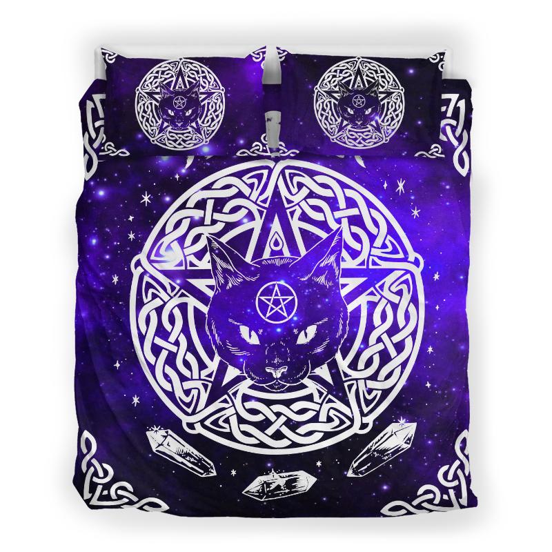 Purple Wiccan Cat Bedding Set HAC100601-NM-Bedding Set-NM-Twin-Vibe Cosyβ’