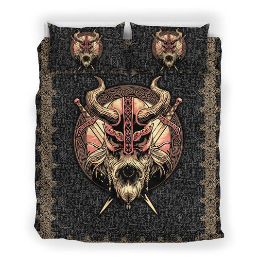 Quilt bedding set love skull viking