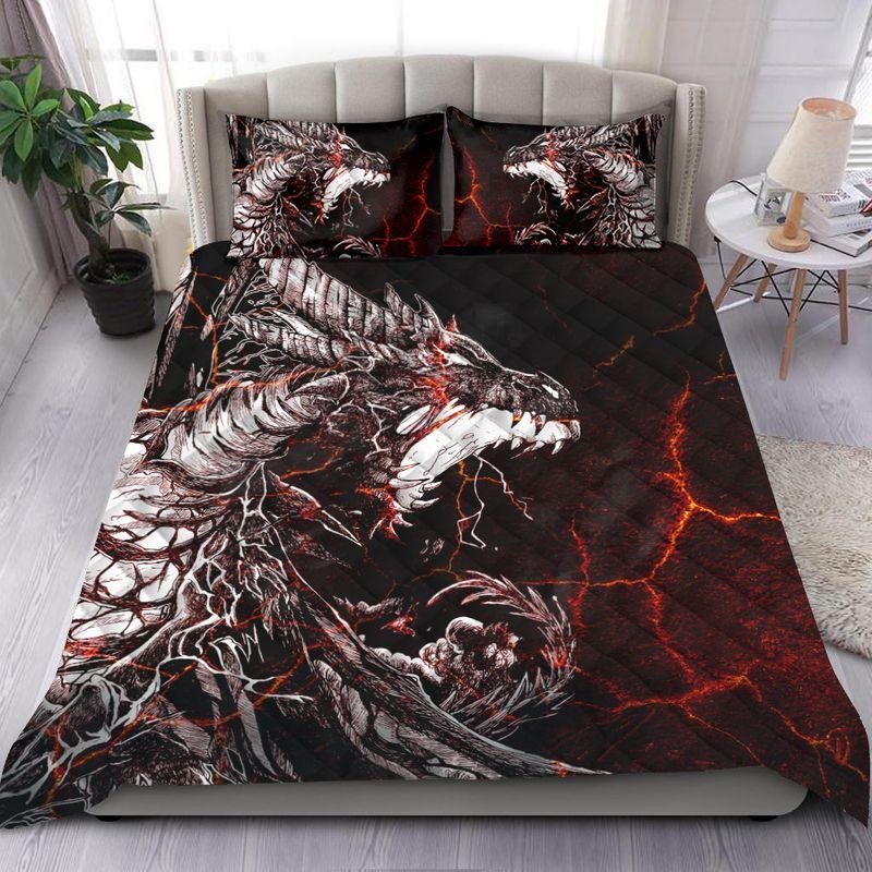 Lava Black Dragon Art Quilt Bedding Set HAC190502S-NM-Bedding Set-NM-Twin-Vibe Cosy™