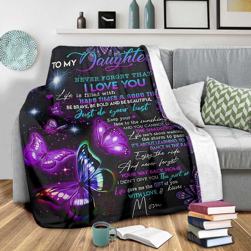 Custom Blanket Butterfly To My Daughter-Best Gift For Daughter-Sherpa Blanket TA