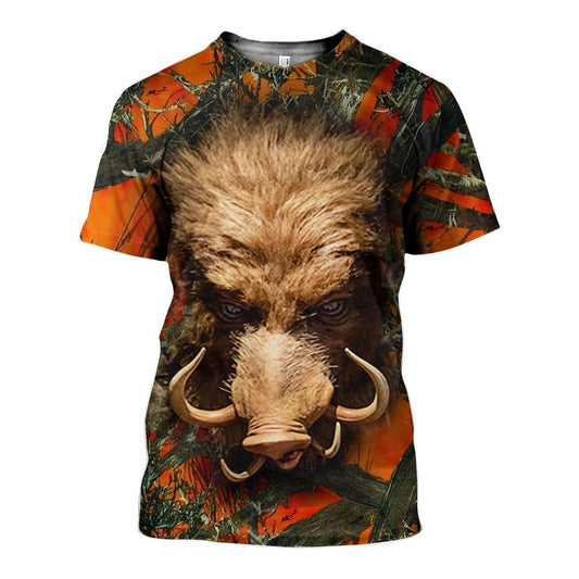 3D Printed Orange Camo Boar Hunting Clothes - Amaze Style™-Apparel